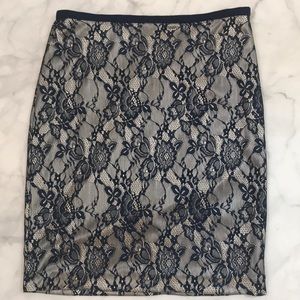 The Limited Blue Lace & Silver Pencil Skirt